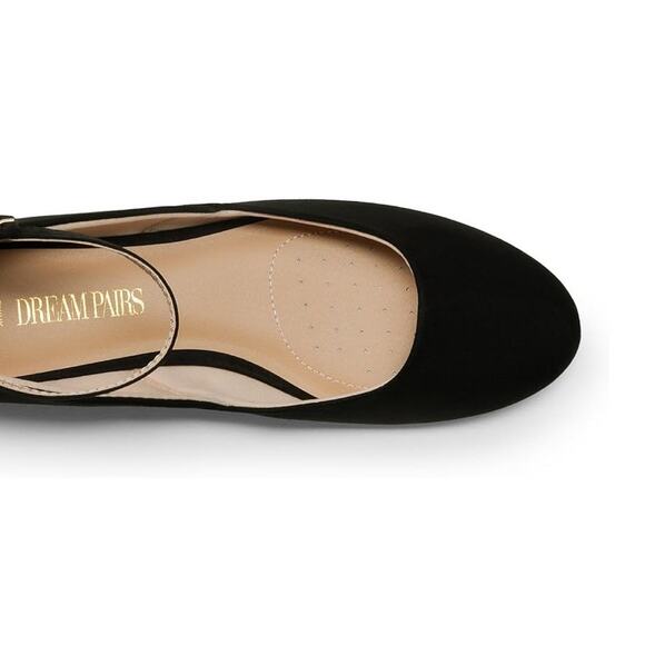 Dream Pairs Womens Size 11 Black Faux Suede Ankle Strap Ballet Flats Shoes - Picture 3 of 7